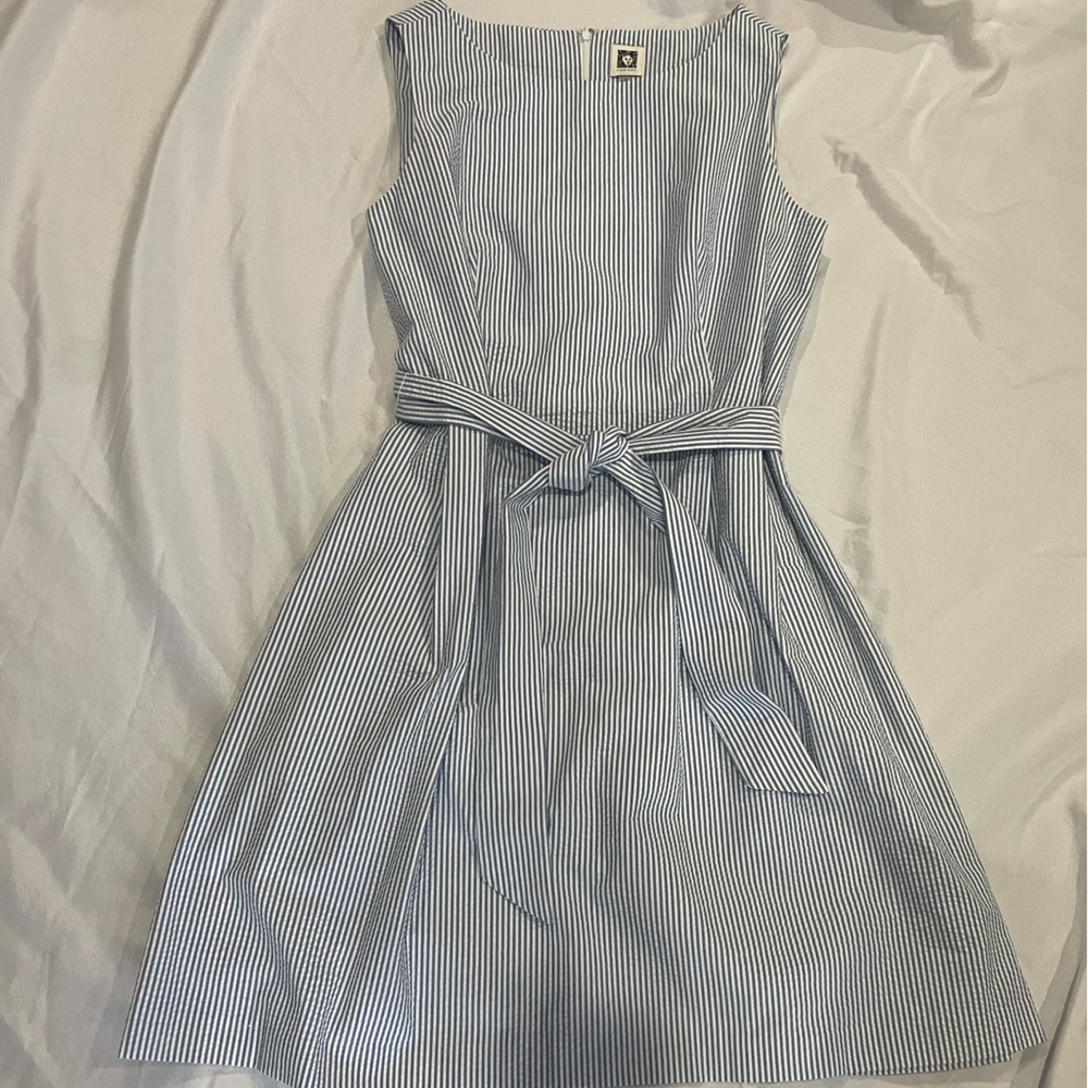Anne Klein Blue and White Striped Dress